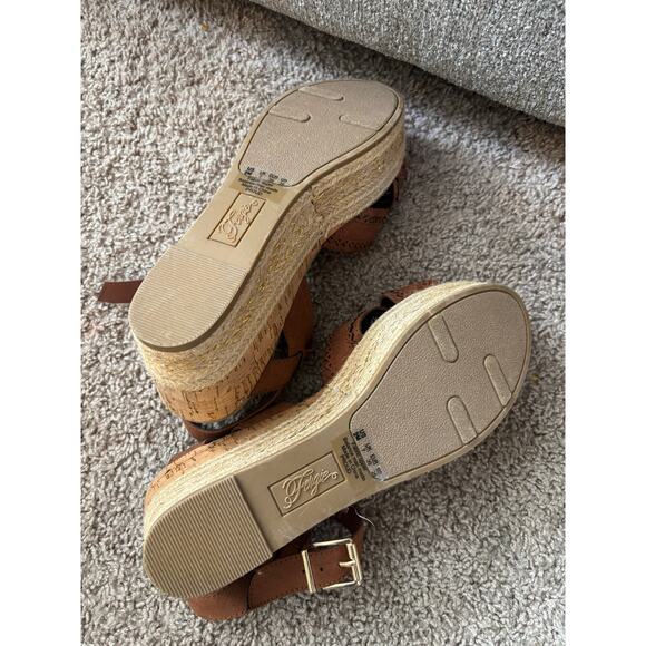 Fergie Suede Size 9 NWT Brown Leather 3” Wedge Cork Bottoms - Picture 3 of 7